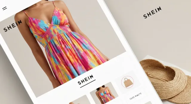 smartphone screen showing the Shein app interface with a clothing item